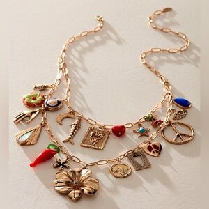 Free People Maxamillion Charm Gold Necklace - Flower Power